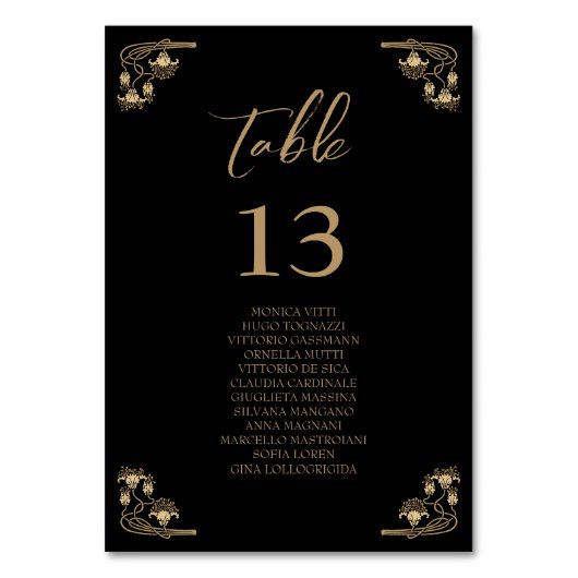 Numéro De Table Elégant or Art Décomarrié Table assise T (Par défaut)