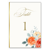 Numéro De Table Élégant or Blush Floral Script Mariage (Par défaut)