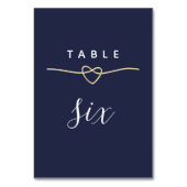 Numéro De Table Elégant or et Mariage bleu marine (Dos)
