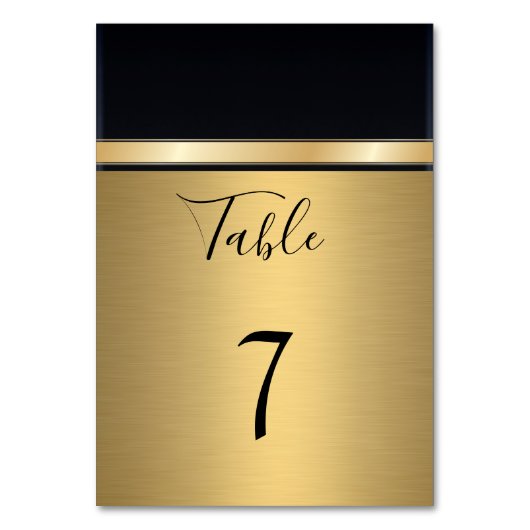 Numéro De Table Élégant or moderne/mariage noir (Par défaut)