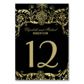 Numéro De Table Élégant or ornemental Arrière - plan noir (Dos)