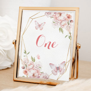 Numéro De Table Elégant or rose géométrique Floral Mis Quince