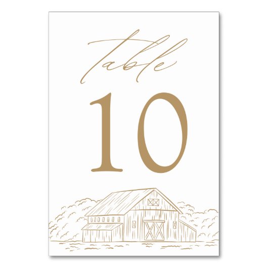 Numéro De Table Elégant or Rustic Barn Mariage (Par défaut)