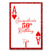 Numéro De Table Élégant paillettes rouges As de cœur Fête d'annive (Dos)