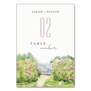 Numéro De Table Elégant Pastel Aquarelle Cottage Jardin Mariage