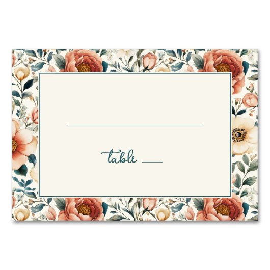 Numéro De Table Elegant Pastel Floral Border (Devant)