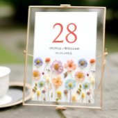 Numéro De Table Élégant Pastel rose Fleur sauvage Mariage