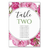 Numéro De Table Elégant Peonies Roses Mariages Nom d'invité (Dos)