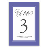 Numéro De Table Elégant Périwinkle Mariage Réception Chic tendance (Dos)