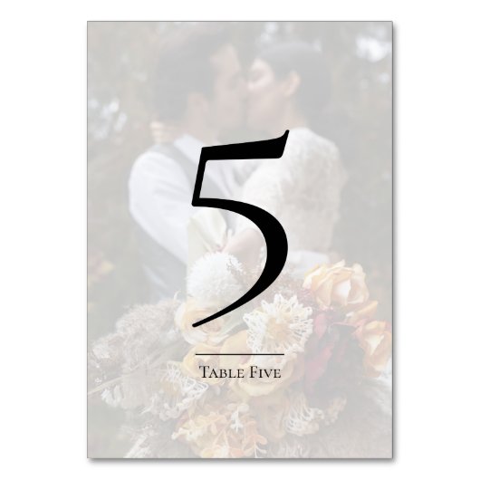 Numéro De Table Elegant Photo Wedding Table Number Card (Par défaut)