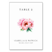 Numéro De Table Elegant Pink Floral (Dos)