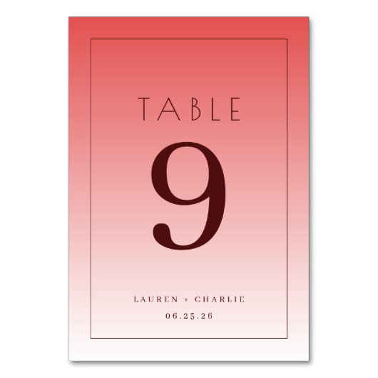Numéro De Table Elegant Pink Gradient Table Number (Par défaut)