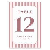 Numéro De Table Elegant Pink Striped Table Number (Dos)