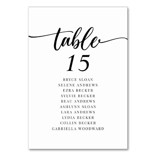 Numéro De Table Elégant plan de siège de script (Par défaut)