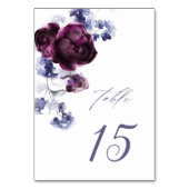 Numéro De Table Élégant Plum violet & Indigo Mariage Floral bleu (Dos)