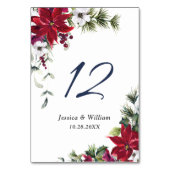 Numéro De Table Élégant Poinsettia Pine Fur Mariage Numéro de tabl (Dos)