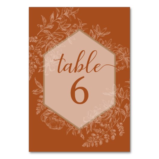 Numéro De Table Élégant Polygone géométrique Terra Cotta (Dos)