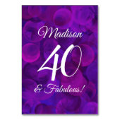 Numéro De Table Elégant Purple 40 et Fabuleux fête d'anniversaire (Dos)