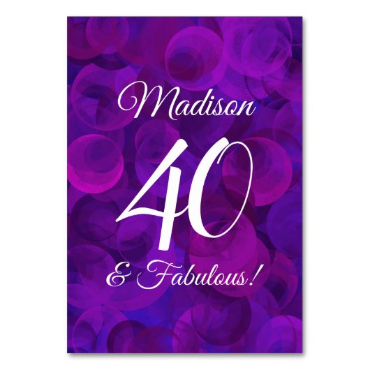 Numéro De Table Elégant Purple 40 et Fabuleux fête d'anniversaire (Par défaut)