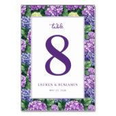 Numéro De Table Elegant Purple Floral Hydrangea (Dos)
