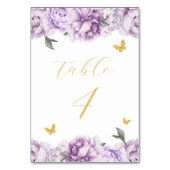 Numéro De Table Élégant Quinceañera Floral Violet (Dos)