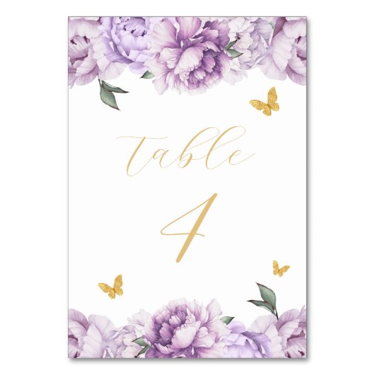 Numéro De Table Élégant Quinceañera Floral Violet (Par défaut)