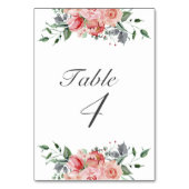 Numéro De Table Élégant Quinceañera rose floral (Dos)