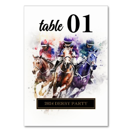 Numéro De Table Élégant Race Horse Derby Party équestre (Dos)