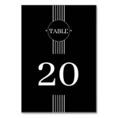 Numéro De Table Élégant rayures blanches et cadre noir mariage (Dos)