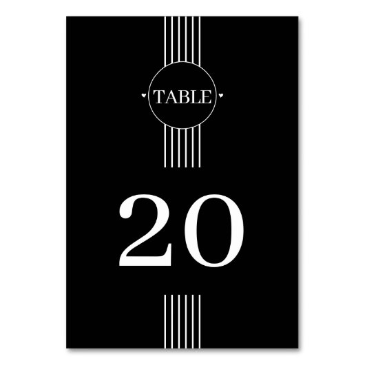 Numéro De Table Élégant rayures blanches et cadre noir mariage (Dos)