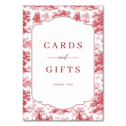 Numéro De Table Elegant Red Engraver Pastoral Border (Par défaut)