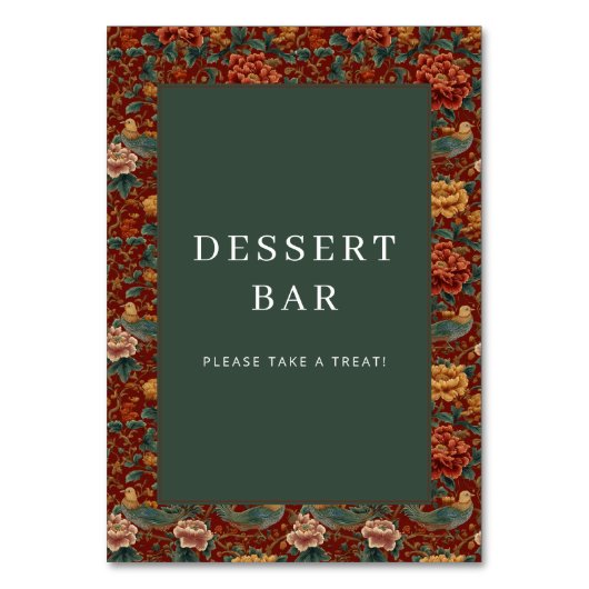 Numéro De Table Elegant Red Floral Border Design (Par défaut)