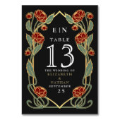 Numéro De Table Elegant Red Peony Art Nouveau Floral Wedding (Par défaut)