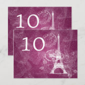 Numéro de table élégant Romantique Paris Baie Rose (Devant / Derrière)