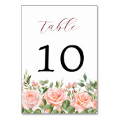 Numéro De Table Elégant Rose aquarelle Florals Mariage (Dos)
