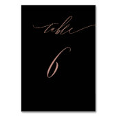 Numéro De Table Élégant Rose Black Gold Script No 6 Mariage (Dos)