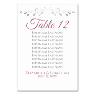 Numéro De Table Élégant Rose blanc Mariage blanc