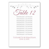Numéro De Table Élégant Rose blanc Mariage blanc (Dos)