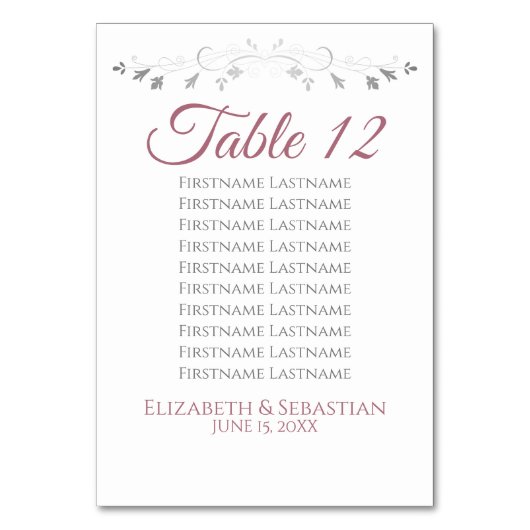Numéro De Table Élégant Rose blanc Mariage blanc (Par défaut)