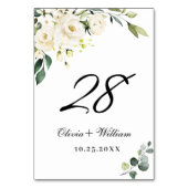 Numéro De Table Élégant Rose blanche Eucalyptus Mariage Numéro de  (Dos)