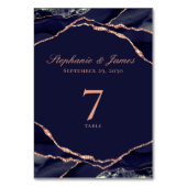 Numéro De Table Élégant Rose bleu marine Mariage d'agate d'or de  (Dos)