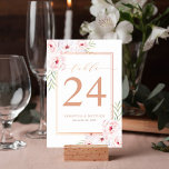 Numéro De Table Elégant Rose d'aquarelle rose Floral Mariage or<br><div class="desc">Pourquoi ne pas envisager de mettre toute l'ambiance pour votre grande journée avec des invitations de mariage roses ? Le rose est la couleur de l'amour et de l'amour, il fait donc le choix parfait pour votre papeterie mariage. Cette faire-part de mariage florale rose aquarelle évoque des fleurs douces, de...</div>