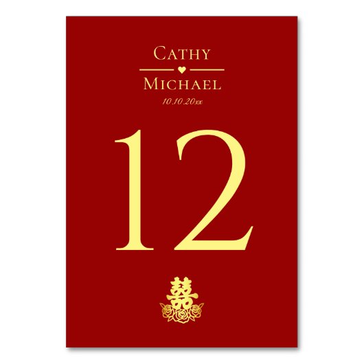 Numéro De Table Élégant rose double bonheur mariage chinois (Dos)