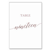 Numéro De Table Élégant Rose Gold Calligraphie Table Dix-neuf (Dos)