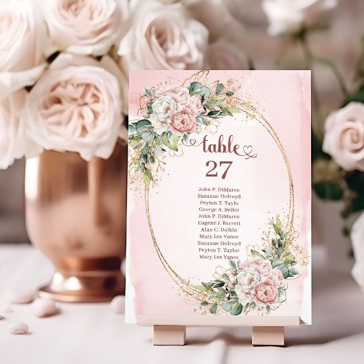 Numéro De Table Elegant Rose Gold Floral Eucalyptus Table Numbers