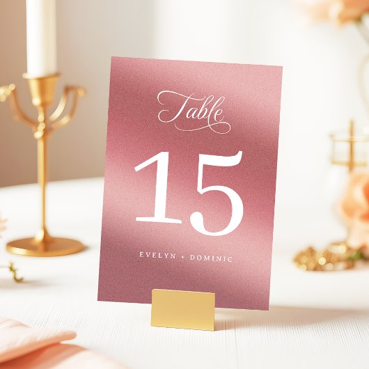 Numéro De Table Elegant Rose Gold Modern Wedding