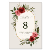 Numéro De Table Elégant Rose Mariage couleur rose rouge (Dos)