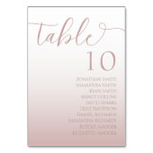 Numéro De Table Élégant Rose Mariage Gold Gradient (Dos)