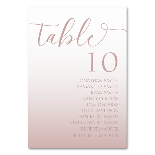 Numéro De Table Élégant Rose Mariage Gold Gradient (Par défaut)