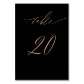 Numéro De Table Élégant Rose noir Gold Script 20 Mariage (Dos)